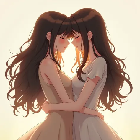 two people that are hugging each other with eyes closed and long hair, romanticism, cgsociety 9, korean artist, duy beni serial, smooth anime cg art, manhwa