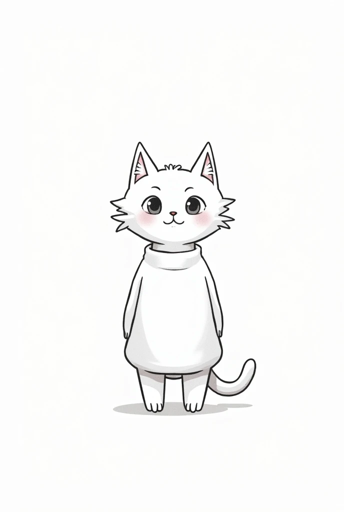 Cartoon drawing sketch of a furry 
Athropomorphic drawing
Lineart drawing of a furry female cat
Uncolored sketch 
Drawing pattern 
Famale Cat in clothes
Teenage female cat 