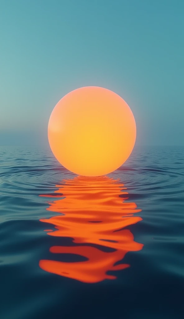 A orange ball floating in the ocean 