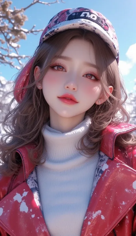 (masterpiece, Best picture quality, 8k),  real photo ,Idol appearance,winter,Clear day ,adult,  perfection of fashion,  Korean makeup, Lip Tint, whole body, frontal, A faint smile,Outdoor, Exquisitely Painted , Realistic,  Ultra High Definition, 3D image, ...