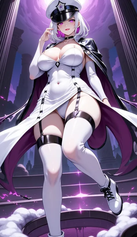  mature beautiful woman with ,( best quality, very detailed depiction, Incredibly Absurd High Definition , Sharp Teeth Like a Beast ,Curvy Legs,Detailed pupil, Pottery skin ,High quality anime drawings:2.0),(Female executive of an evil organization:2.3),(W...