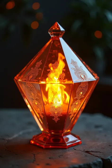 Diamond pot with fire burning inside