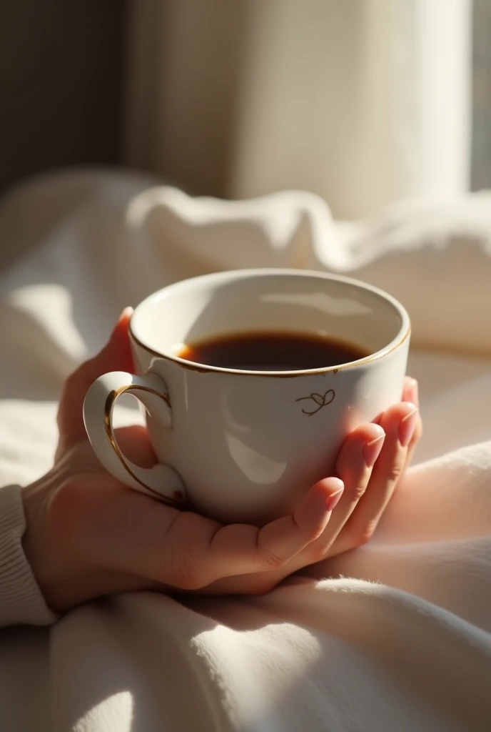 Female hand holding a cup of coffee 