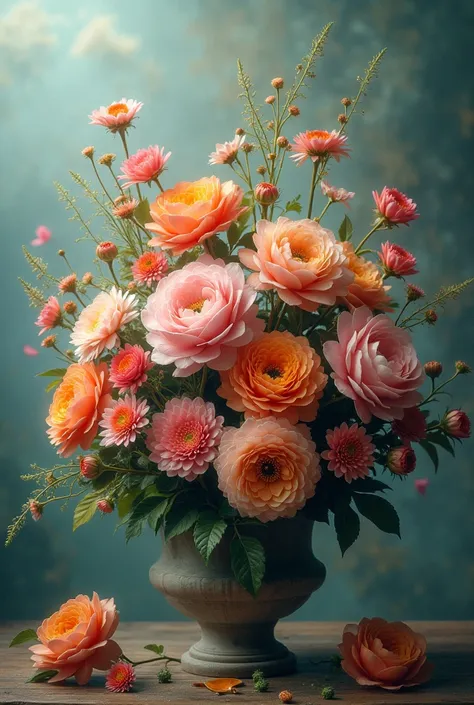 Concept: Create a conceptual photo manipulation by using photography and enhancing them with digital elements.
Use digital tools to add and blend elements that align with your theme. A flowers bouquet which should be photogrpahy and background a digital pa...