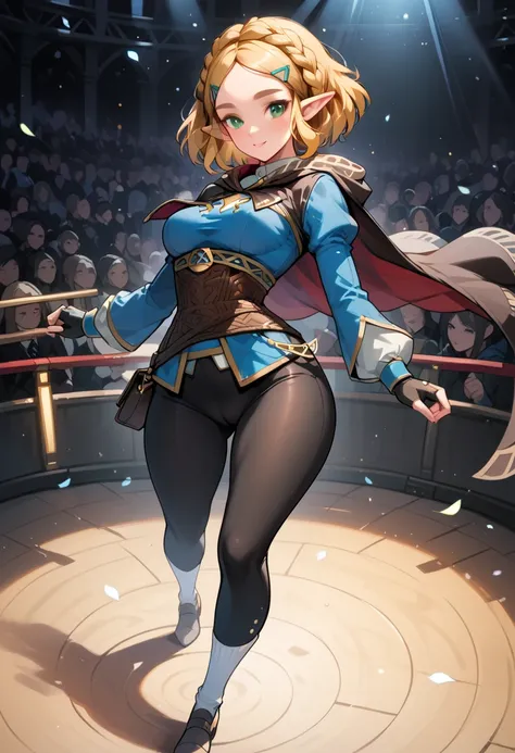 (extremely fine and beautiful:1.1), (perfect details:1.1), (finely detailed eyes and detailed face:1.3), ZeldaSDXL, Princess Zelda, narrow hips, medium breasts, slender thighs, small ears, pointy ears, braid, hair ornament, hairclip, gloves, black gloves, ...