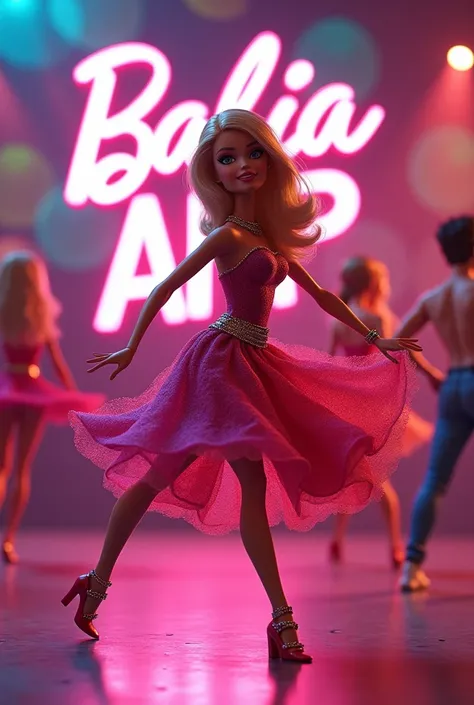 Barbie strimer and in the center the phrase salsa app