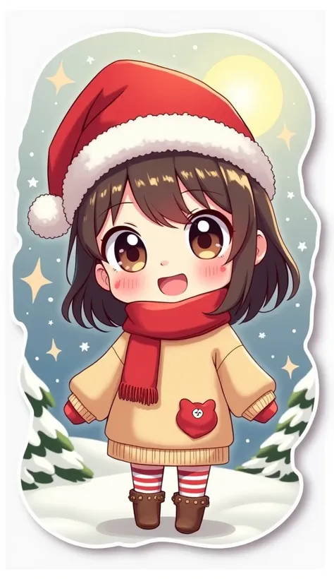 Individual modern Christmas anime sticker for Etsy 