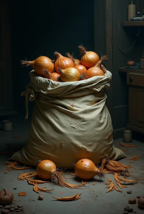 A sack of decaying and useless onions 