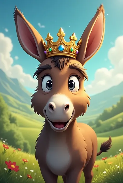 a donkey with crown on head