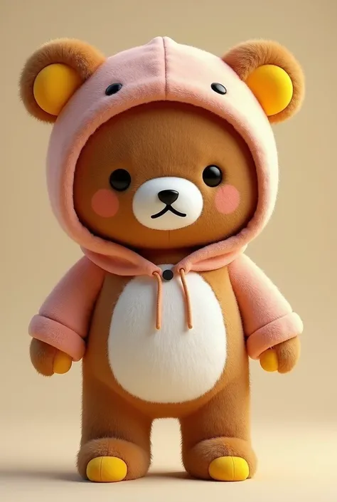 Rilakkuma　  super realistic and movie-like , ( full body), Cute little character hoodie with standing up to the toes　