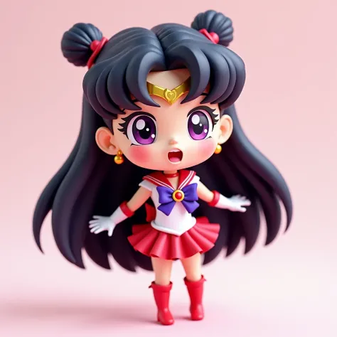 Sailor Mars　black and purple long hair　Young　Chibi　3d