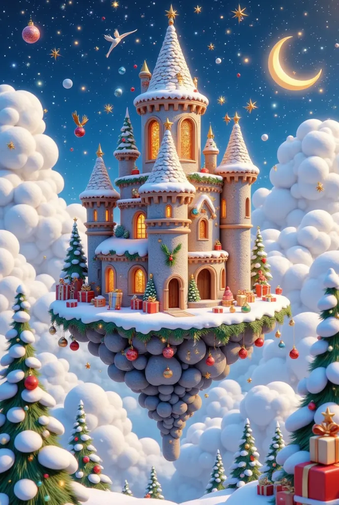 Christmas postcard，Castle in the Sky