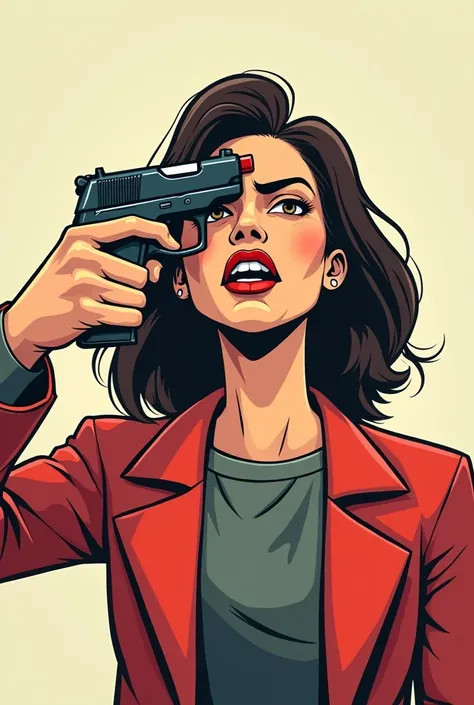 women with a gun in the head cartoon graphic 