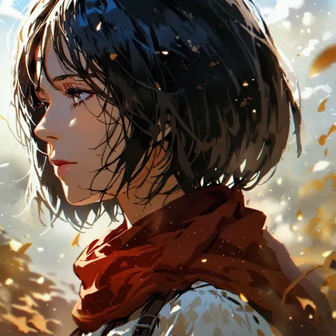 A girl. Shes the daughter between Mikasa Ackerman and Jean Kirstein from "Attack on Titan". She has the face like her mother (Mikasa, a japanese woman) but the eyes and hair like her father (honey color).