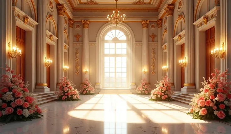 A luxurious wedding hall without humans