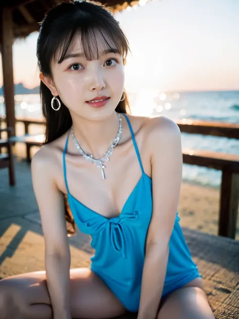 nsfw:1.2,  from below:1.4,front focus:1.5,(8k RAW photo,Live Shooting,  best quality, masterpiece:1.37), Extreme light and shadow,  full body shot :1.5, Detailed clavicle,  thin due to small things necklace,  earrings for a woman alone,(( 1 girl)), Japanes...