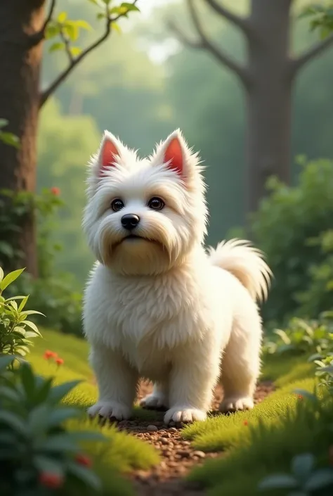 West Highland Yorkshire Terrier　Standby　In nature　 real　Plump