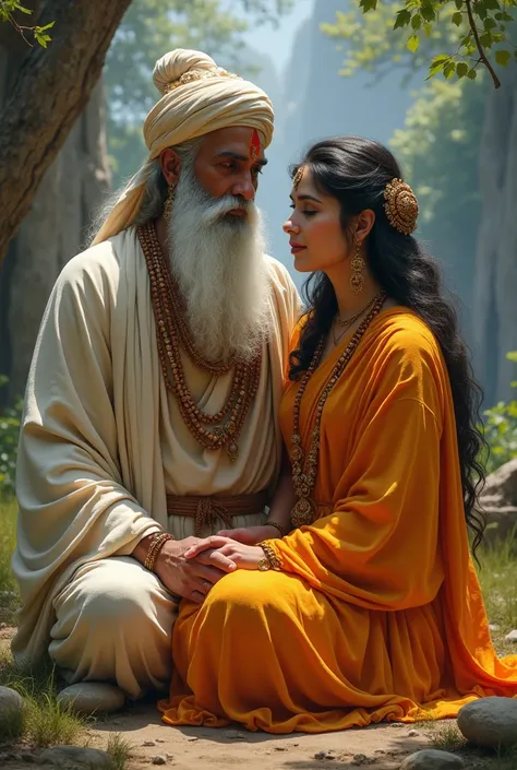 Sage Kashyap and his wife Kadru. Kadru was one of the many wives of Sage Kashyap.