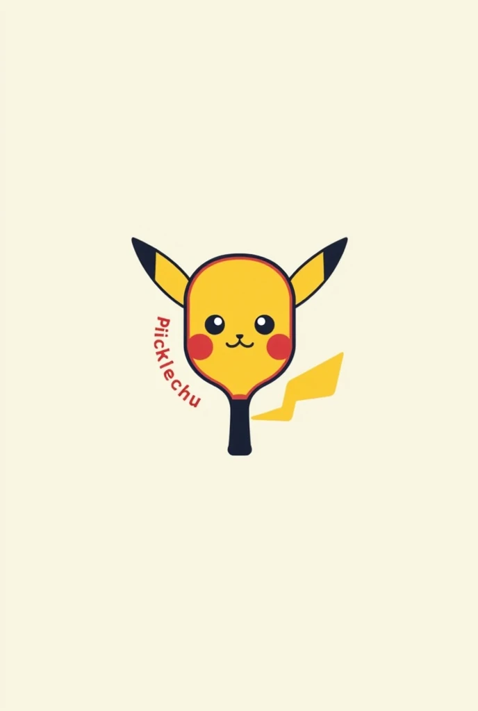 Create a minimalistist logo with Pickleball paddle and Pikachu face
With text PickleChu around the bottom right of the paddle 