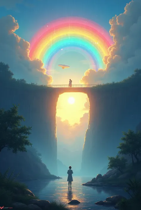 The other side of the rainbow bridge,
A space of hopes and dreams,
A sparkle of colors,
A path that leads to a new world,
In the silence after the rain,
A single ray of light appears,
At that moment, in my heart
a gentle breeze blows through my heart,
Stan...