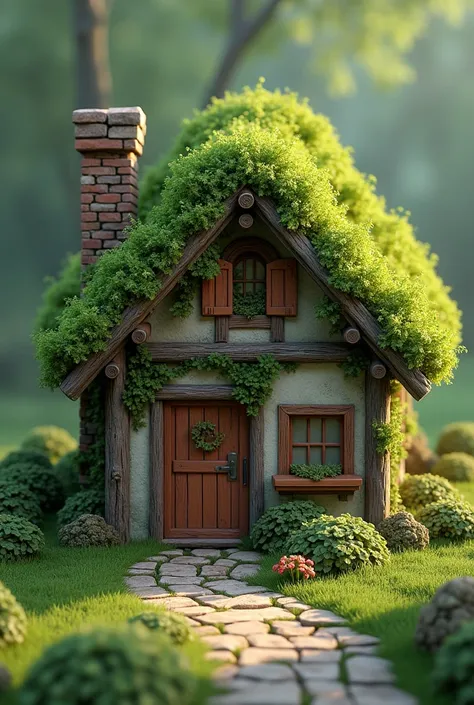 masterpiece,  Best quality, ( very detailed  CG unity 8k wallpaper), ( Best quality), ( The best illustration ), (best shadows), round radish house, moss-covered ,  isometric 3D  , Рендеринг Octane,   ray tracing  ,  very detailed 