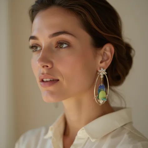 Woman wearing Les Nereides earrings