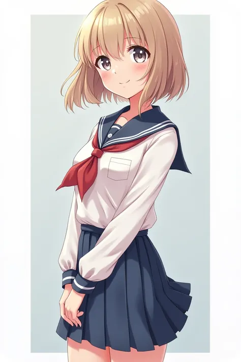 Pretty girl with uniform and whole body in animation 