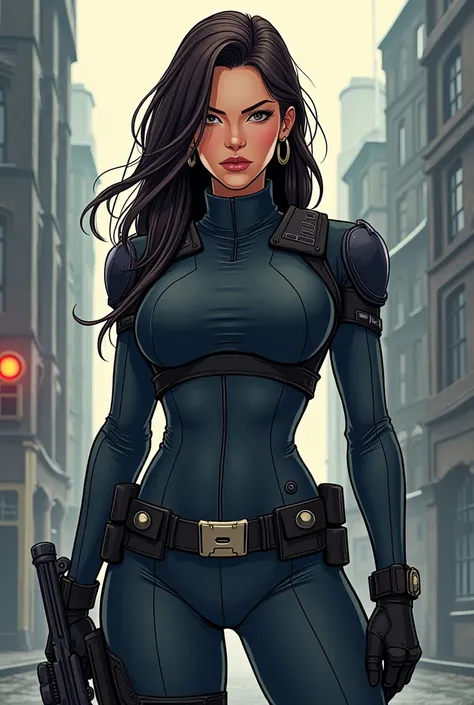 Bodyguard female .  semi-realistic webtoon illustration