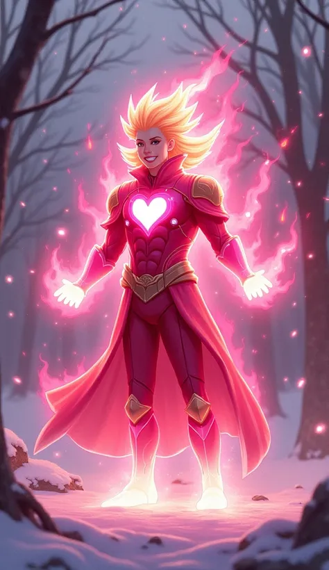 - Heartflame
A compassionate and heroic figure who spreads warmth with pink energy bursts. Dressed in red and pink, with a heart emblem on his chest, Heartflame shines light in February’s cold, symbolizing love and the warmth of human connection.