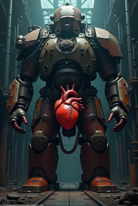 Big iron machine realistic human heart cinematic 4k ultra graphic full of machine