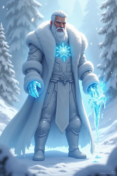 Frost Guardian
A stoic and strong hero with ice manipulation powers. He wears a white, fur-lined suit and can freeze enemies in their tracks. A symbolic snowflake emblem is centered on his chest, reflecting the chill of winter and the promise of a fresh st...