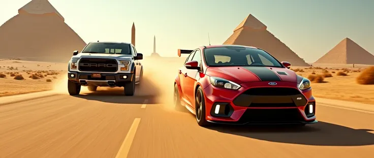 Ford focus RS Race against Ford F-150 On Egypt