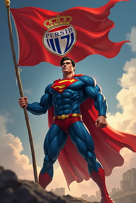 Superman becomes holding a persib flag 