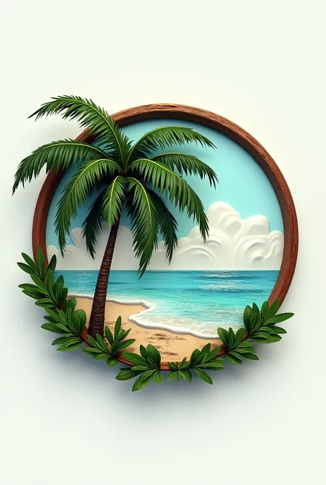  Make me a circular logo by writing  "MALKAM BROTHERS "  inside the circle 
With 3d coconut tree as background in circle 