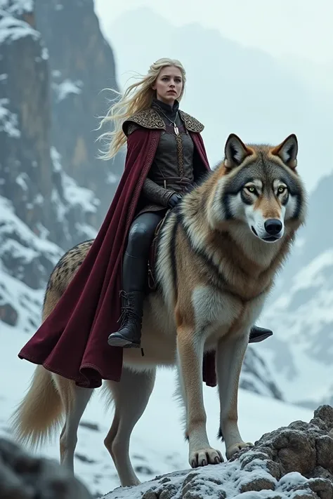 Cersei Lannister rides a direwolf