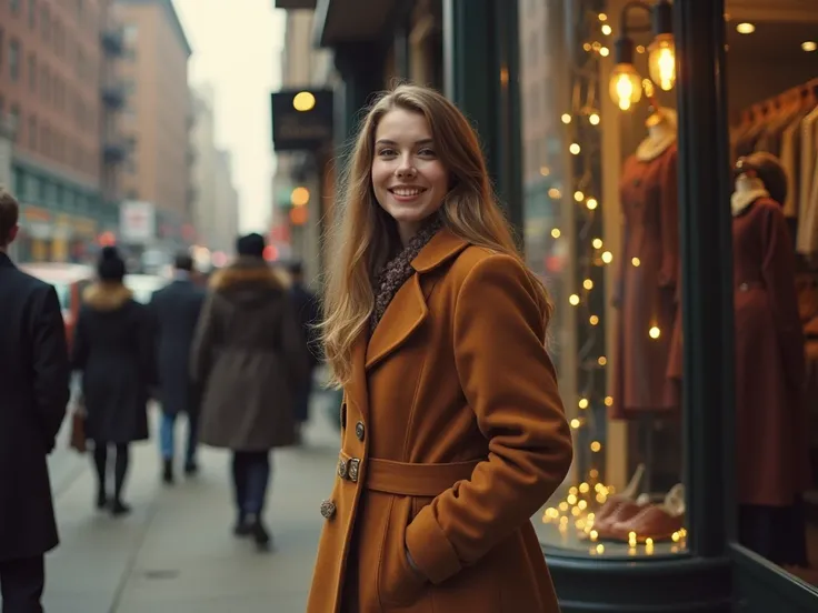 In the 1940s, a young woman turns up at the entrance to a street corner shop. Her long hair shines in the soft autumn light and her coat is beautiful in the fashion of the time. Her eyes are bright and she is smiling. Around her are other passers-by and sh...