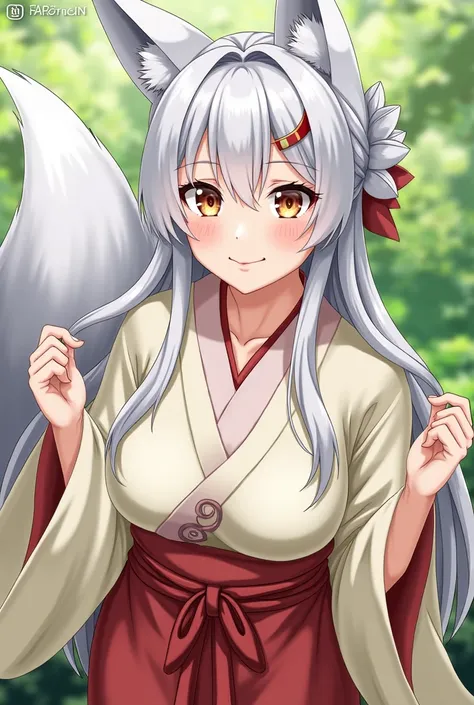 masterpiece, 4K, ultra highly detailed, high_quality, hyper detail, detailed face, bishojo, japanese animation, fantasy, garden, 1girls, yellow_man, korea, hanbok, mature_female, round_face, silver_hair, long_hair, golden_eyes, large_breasts, veiny_breasts...