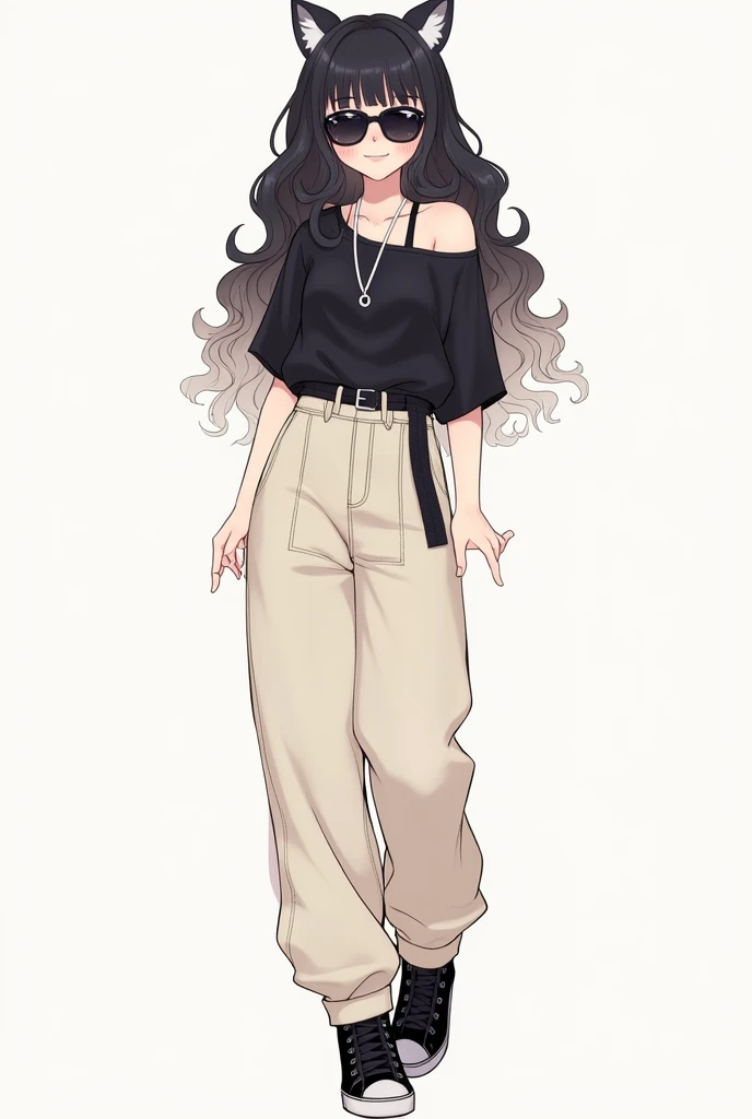 Accurate, JAbsolutely! Heres an updated description with the changes you requested:

---

**Character Design Description:**

- **Hair** Long, Wavy Black hair with ash blonde tips at the end, having lots of volume and a healthy shine to it. **Wavy straight,...