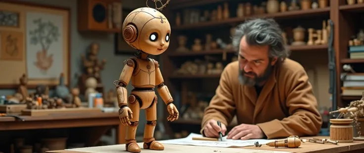 The same geppetto occurs to him to create plans for Pinocchio, an android that will help you with anything