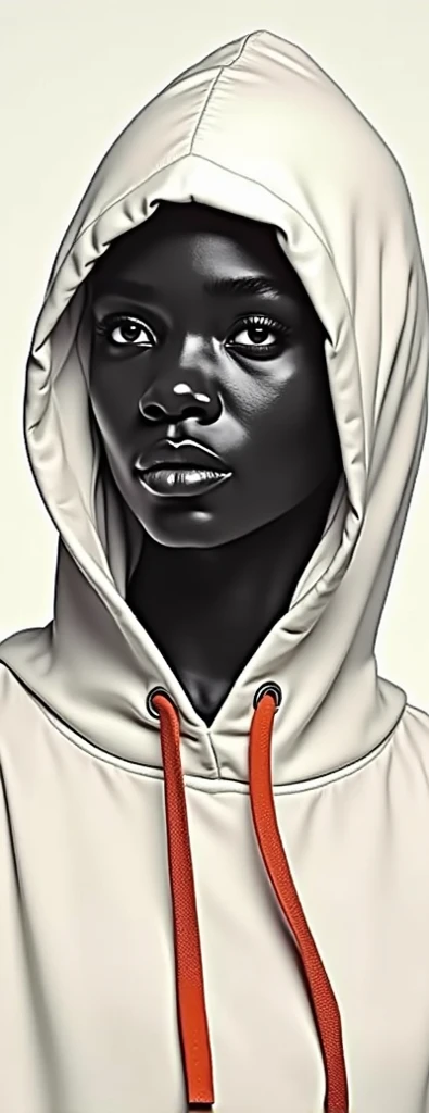 White hoodie, orange hoodie strings, unblurred, hd, 4k