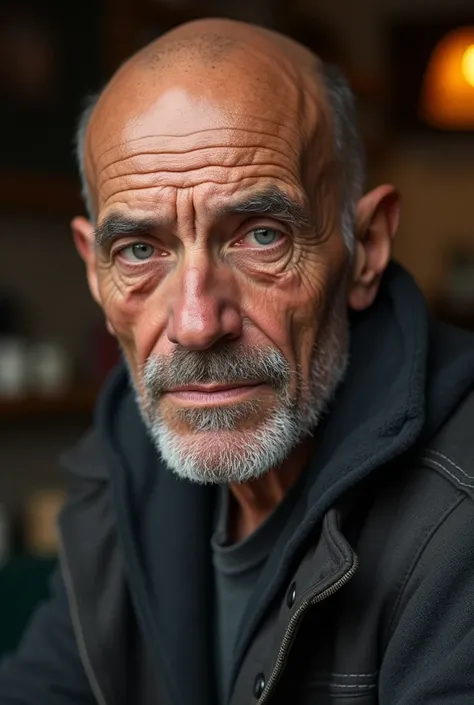 A 65-year-old Italian man named Roch CARRADORE who lives in France 
No hair and no beard 
