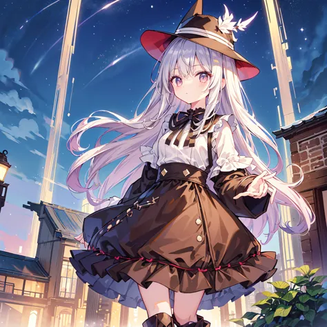 1girl,((( dynamic best composition 、 best quality、最高masterpiece、 Official Art、 super detailed、 high definition、))) outdoor background playing 1 cute girl 、Standing in front of the audience、masterpiece、 Official Art、 high waist 、Brown and dark brown houndst...