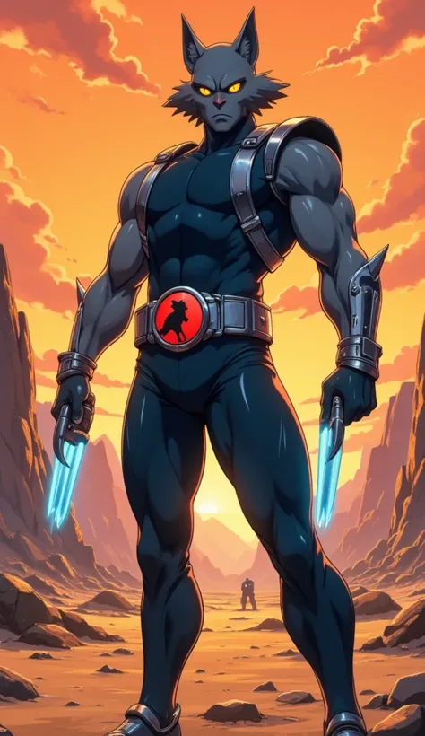 **Detailed prompt to create an image of Panthro, dos Thundercats:**  

"A muscular warrior, with a fierce and charismatic appearance, inspirado no personagem Panthro de Thundercats. Their skin is bluish-gray, standing out with a smooth and slightly feline ...