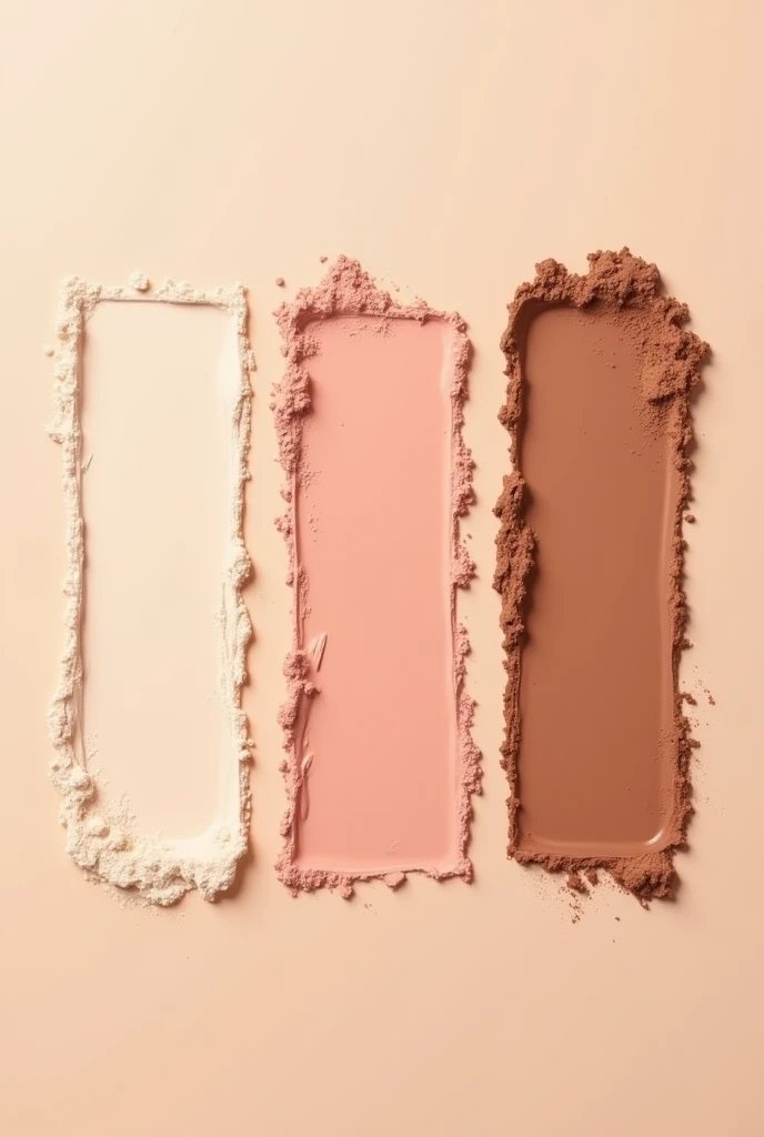 give me 3 different shades of powder makeup make it sinple and without names make it swatch