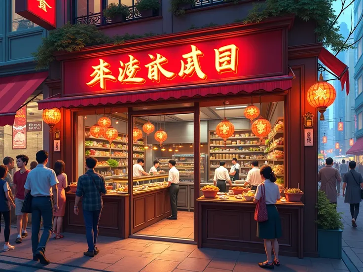 hongkong restaurant detailed background, 2d drawing