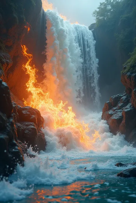 acqua e fuoco che si toccano la foto deve riempire i margini