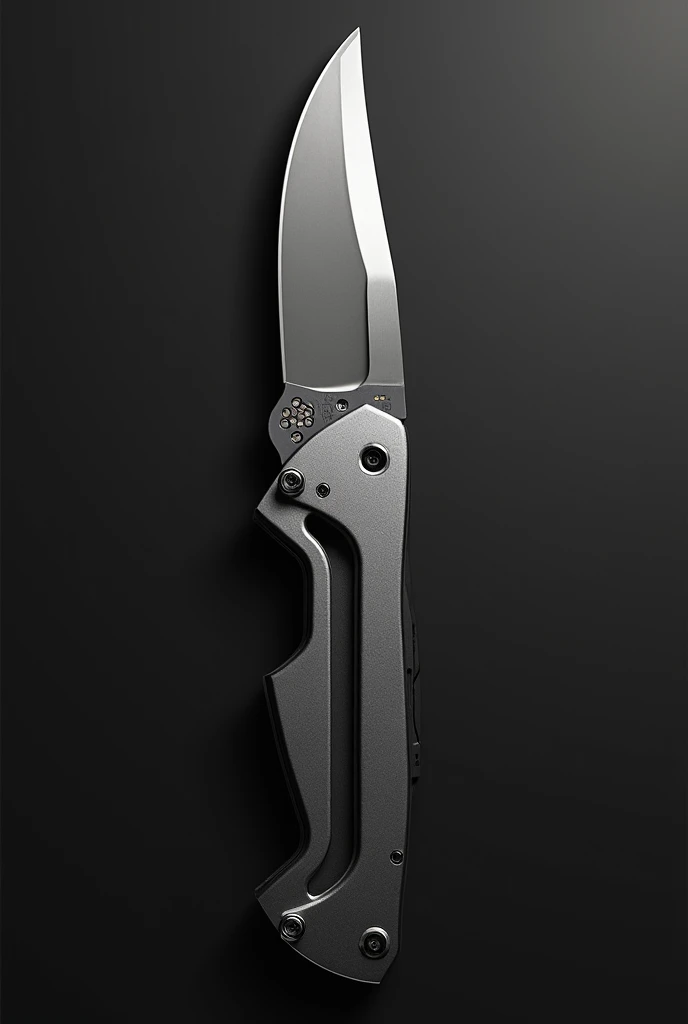 Draw a design for a folding knife using Medford and Spyderco knives as a basis. The blade is made of steel, 9 cm long, and the handle is made of titanium, 13 cm long. 