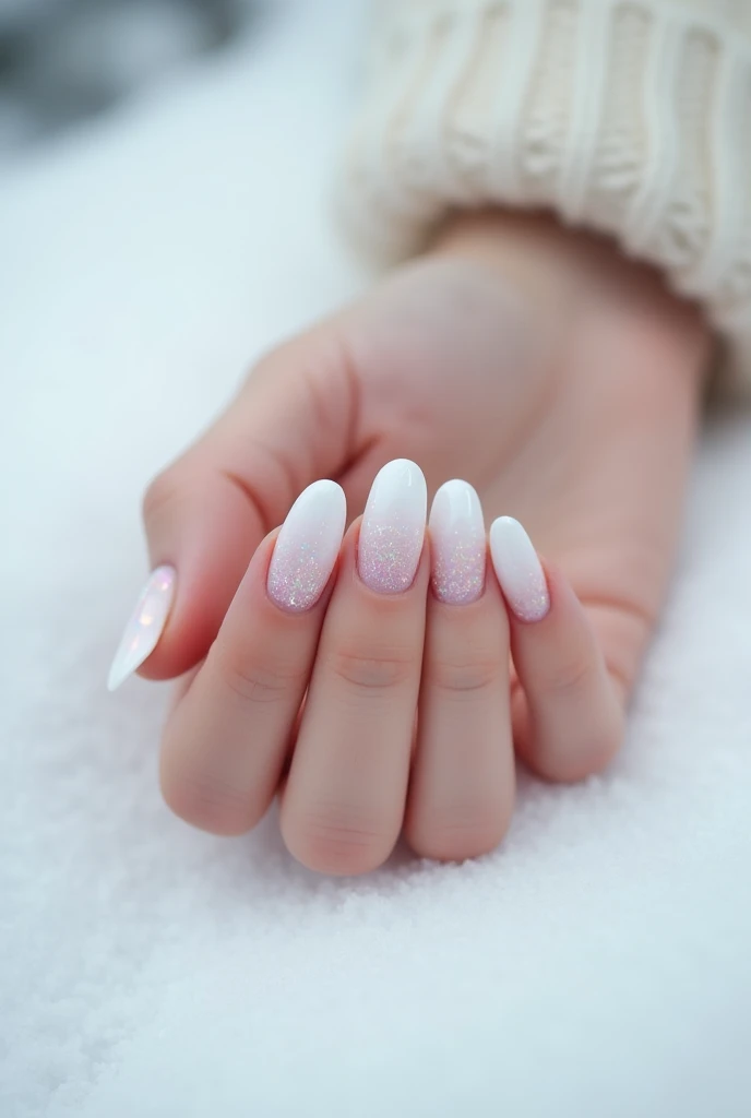 Make me french nails inspired by snow 