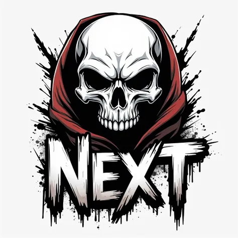 make me a logo for my t shirt with skull and write next on it 