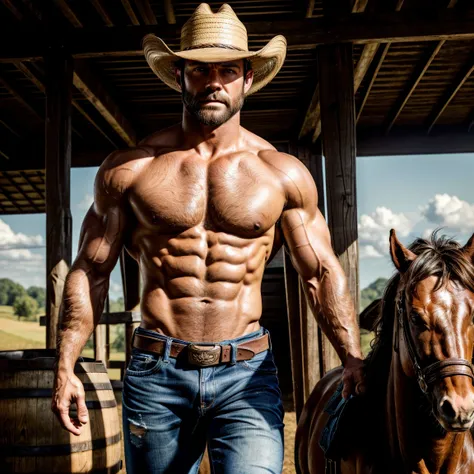 ultrarealistic , cinematic , 1 young boy  , chiseled  face extremely very handsome confident pose  ,  ,sexy , dominant , masculine and rugged face , tough man , green eyes  , dark brown hair , short neat stubble  , unbuttoned well fit in cowboy vest ,chise...